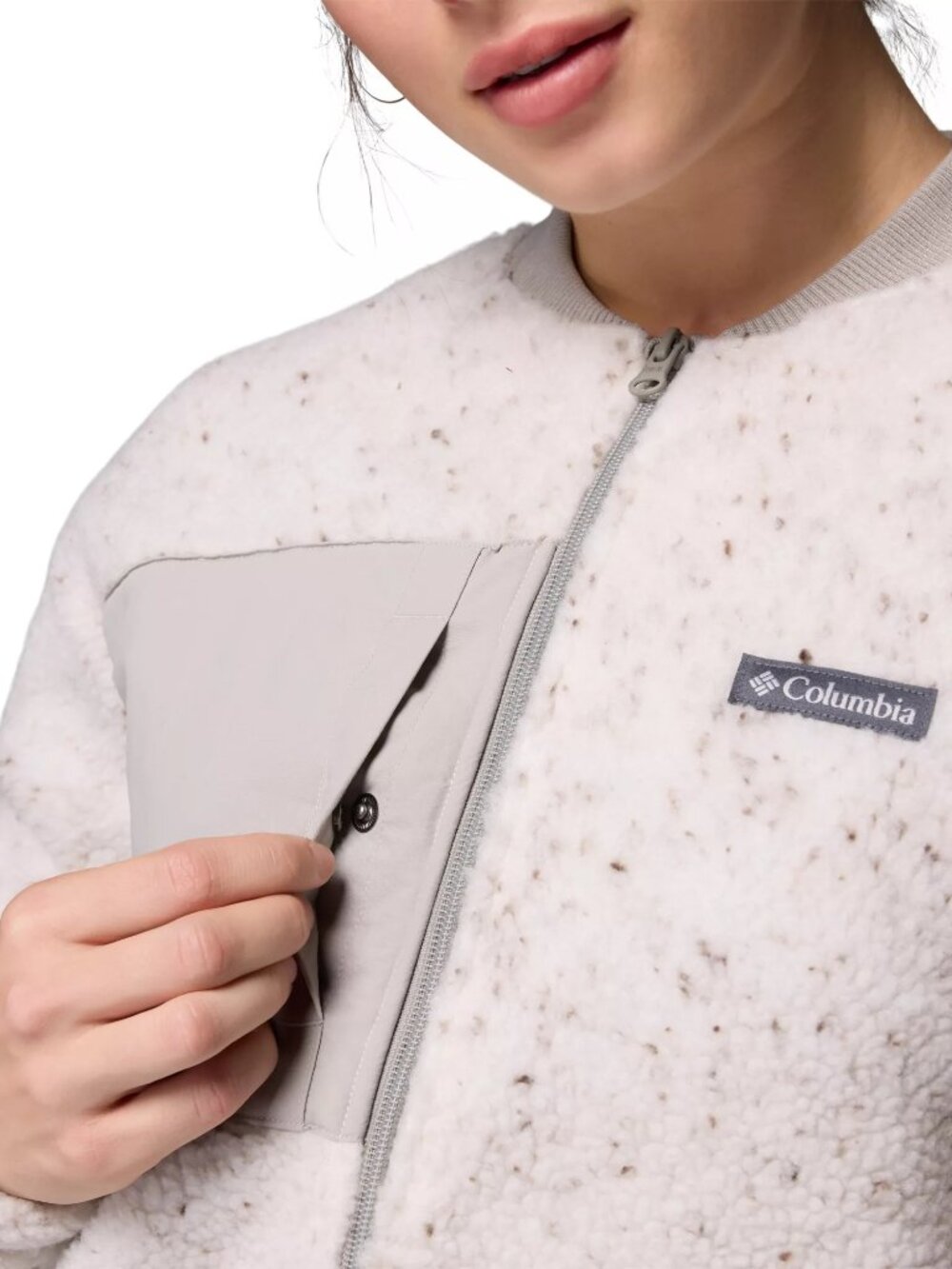 Columbia Women's Stellar Path Fleece Bomber Full Zip - Color: Dark Stone/Flint - Picture 6 of 7